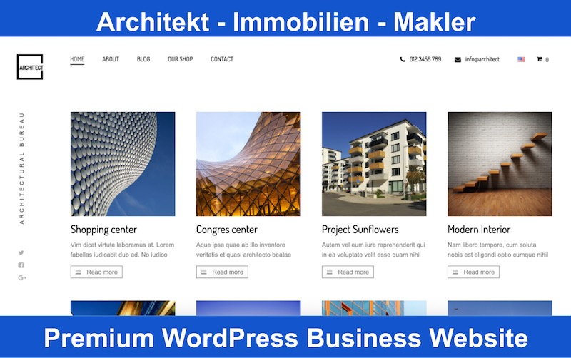 Architekt - Immobilien - Makler - Hausverwaltung Premium WordPress Website