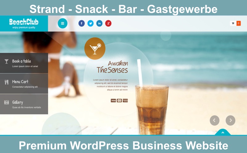 Strand - Snack - Bar - Gastgewerbe Premium WordPress Website